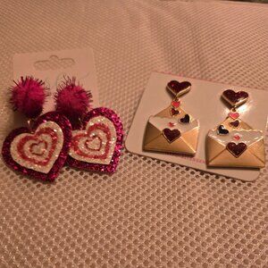 2 pairs of cute heart themed earrings, new from Market